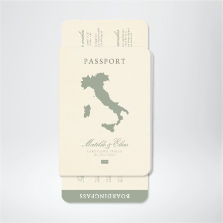 Produktbilde Invitasjon bryllup, pass m/boardingpass, 113751